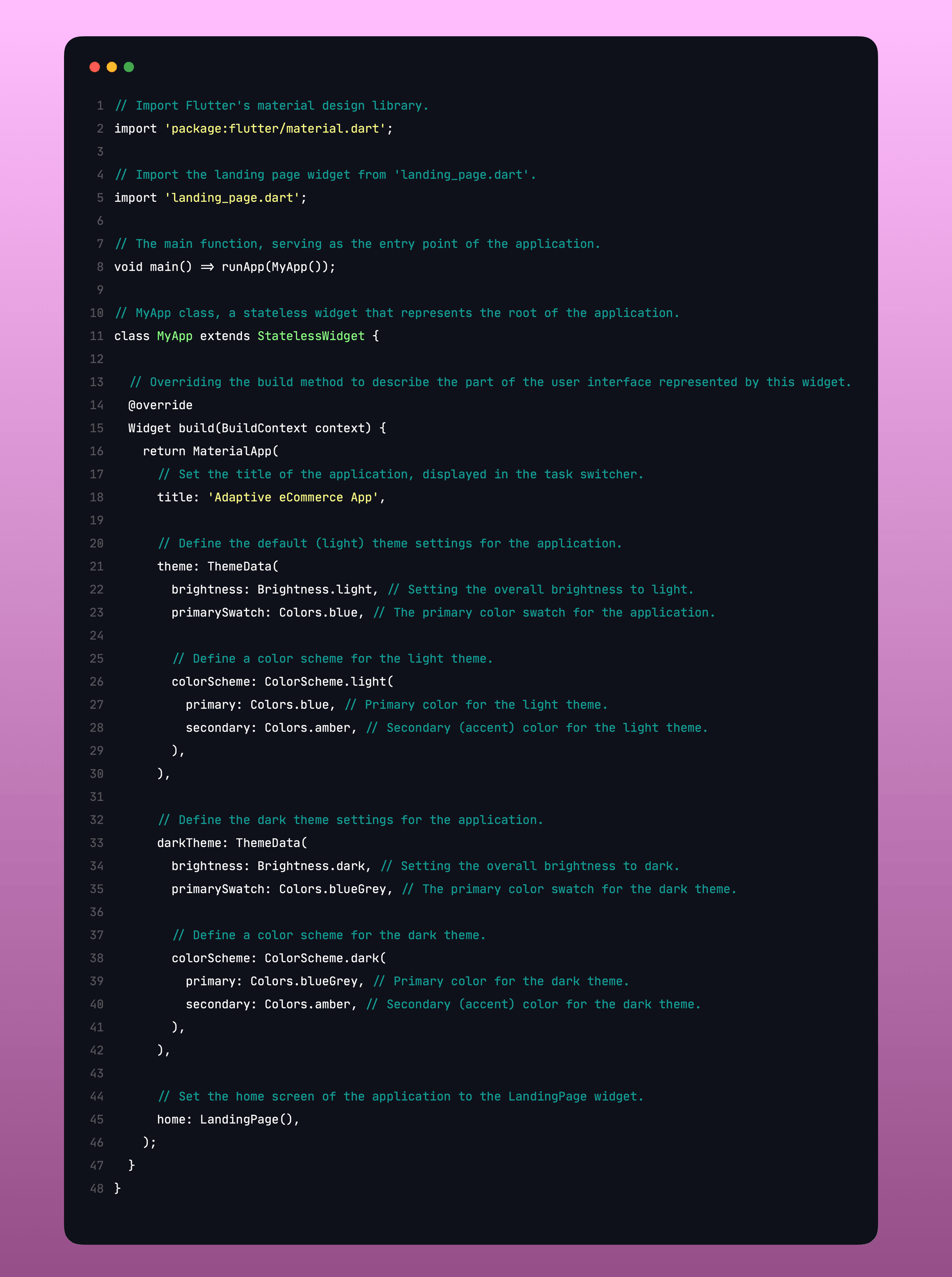 Flutter code snippet